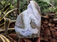 Polished Blue Lace Agate Geodes x 4 From Malawi