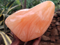 Polished Orange Twist Calcite Standing Free Forms x 2 From Madagascar