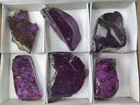 Polished On One Side Purpurite Specimens x 6 From Namibia