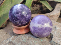 Polished Lepidolite Sphere's x 4 From Zimbabwe