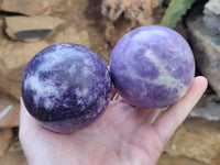 Polished Lepidolite Sphere's x 4 From Zimbabwe