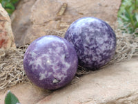 Polished Lepidolite Sphere's x 4 From Zimbabwe