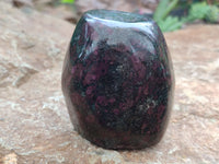 Polished Ruby Corundum In Chrome Verdite Standing Free Forms x 3 From Zimbabwe