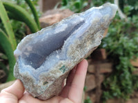 Natural Blue Lace Agate Geode Specimens x 4 From Nsanje, Malawi