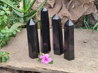 Polished Black Basalt Points x 4 From Antsirabe, Madagascar