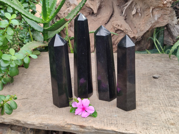 Polished Black Basalt Points x 4 From Antsirabe, Madagascar