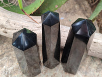 Polished Black Basalt Points x 4 From Antsirabe, Madagascar