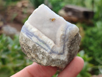 Polished On One Side Blue Lace Agate Geodes x 12 From Nsanje, Malawi