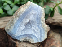 Polished On One Side Blue Lace Agate Geodes x 12 From Nsanje, Malawi