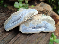 Polished On One Side Blue Lace Agate Geodes x 12 From Nsanje, Malawi