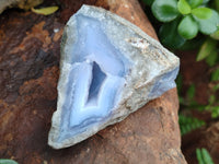 Polished On One Side Blue Lace Agate Geodes x 12 From Nsanje, Malawi