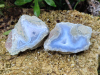 Polished On One Side Blue Lace Agate Geodes x 12 From Nsanje, Malawi