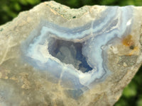 Polished On One Side Blue Lace Agate Geodes x 12 From Nsanje, Malawi