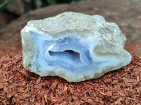 Polished On One Side Blue Lace Agate Geodes x 12 From Nsanje, Malawi