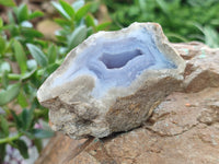 Polished On One Side Blue Lace Agate Geodes x 12 From Nsanje, Malawi