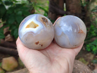 Polished Banded Agate Spheres x 3 From Madagascar