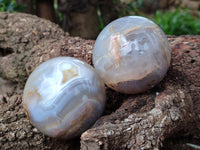 Polished Banded Agate Spheres x 3 From Madagascar