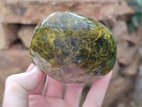 Polished Green Opal Standing Free Forms x 2 From Antsirabe, Madagascar