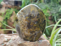 Polished Green Opal Standing Free Forms x 2 From Antsirabe, Madagascar