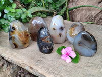 Polished Banded Agate Standing Free Forms x 6 From Madagascar