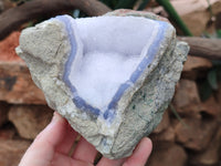 Natural Blue Lace Agate Geode Specimens x 3 From Nsanje, Malawi