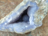 Natural Blue Lace Agate Geode Specimens x 3 From Nsanje, Malawi