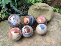 Polished Polychrome Jasper Spheres x 6 From Mahajanga, Madagascar