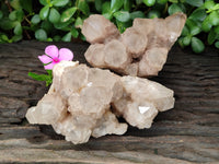 Natural Smokey Phantom Quartz Clusters x 2 From Luena, Congo