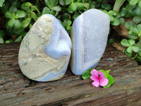 Polished Blue Lace Agate Geodes x 2 From Malawi