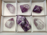 Polished Chevron Amethyst Points x 6 From Ankazobe, Madagascar