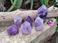 Polished Chevron Amethyst Points x 6 From Ankazobe, Madagascar