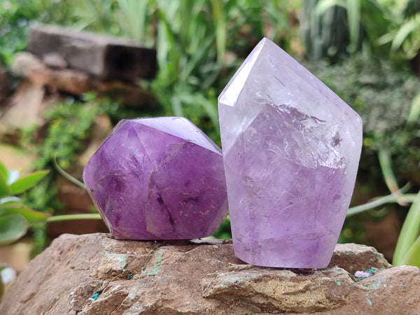 Polished Chevron Amethyst Points x 6 From Ankazobe, Madagascar