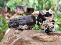 Natural Schorl Black Tourmaline With Hyalite Opal Specimens x 12 From Namibia