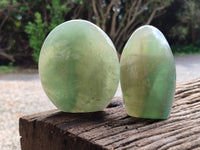 Polished Green Fluorite Standing Free Forms x 3 From Madagascar