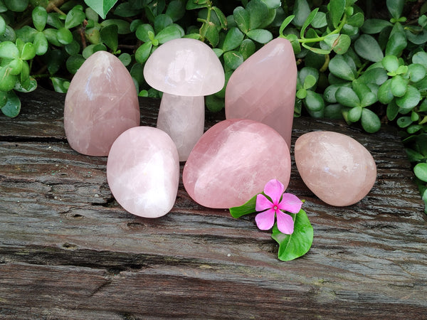 Polished Rose Quartz Standing Free Forms x 6 From Ambatondrazaka, Madagascar