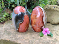 Polished Polychrome Jasper Standing Free Forms x 2 From Mahajanga, Madagascar