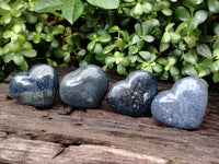 Polished Lazulite Heart's x 6 From Madagascar