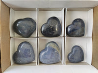 Polished Lazulite Heart's x 6 From Madagascar