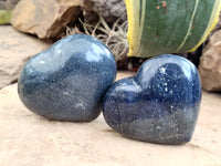 Polished Lazulite Heart's x 6 From Madagascar