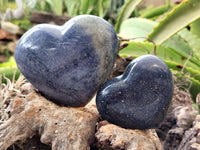 Polished Lazulite Heart's x 6 From Madagascar