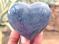 Polished Lazulite Heart's x 6 From Madagascar