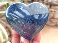 Polished Lazulite Heart's x 6 From Madagascar