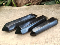 Polished Black Basalt Double Terminated Points x 3 From Antsirabe, Madagascar