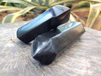 Polished Black Basalt Double Terminated Points x 3 From Antsirabe, Madagascar