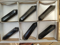 Polished Black Basalt Double Terminated Points x 6 From Antsirabe, Madagascar