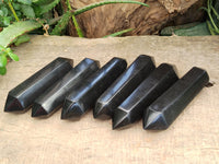 Polished Black Basalt Double Terminated Points x 6 From Antsirabe, Madagascar