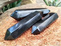 Polished Black Basalt Double Terminated Points x 6 From Antsirabe, Madagascar