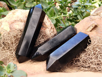 Polished Black Basalt Double Terminated Points x 6 From Antsirabe, Madagascar