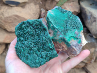 Natural Crystalline Malachite Specimens x 3 From Congo