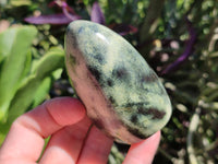 Polished Leopard Stone Standing Free Forms x 6 From Zimbabwe